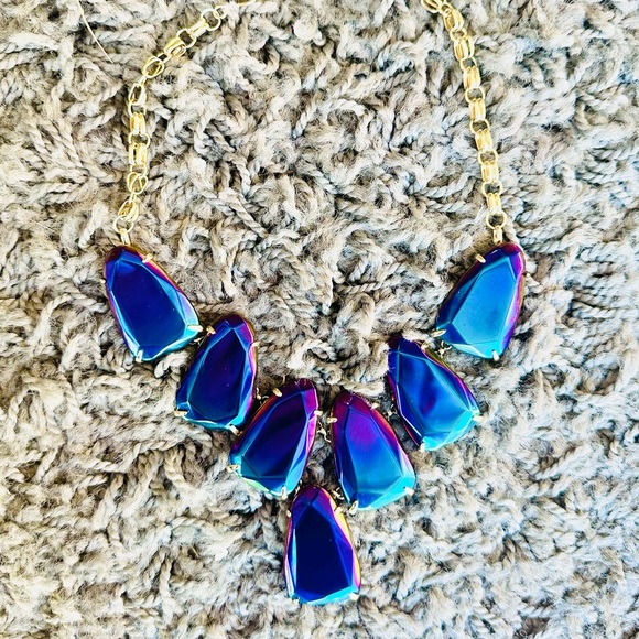 Kendra Scott Iridescent gold purple blue green Harlow Necklace - Picture 9 of 12